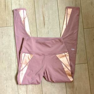 ALO Blush and gold detailed high waisted leggings